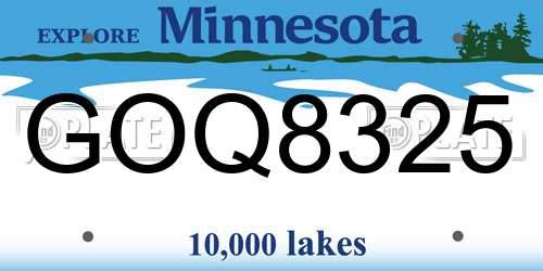 GOQ8325 Minnesota License Plate