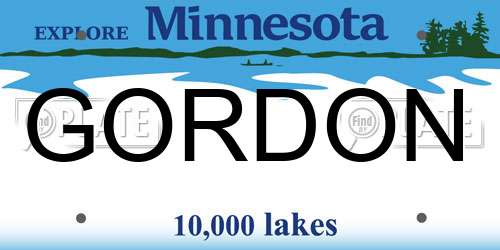 GORDON Minnesota License Plate