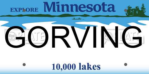 GORVING Minnesota License Plate