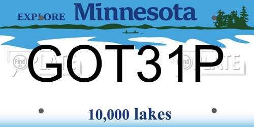 GOT31P Minnesota License Plate