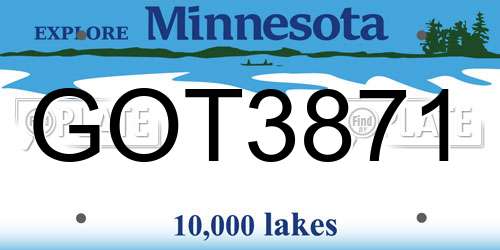 GOT3871 Minnesota License Plate