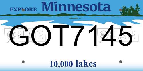 GOT7145 Minnesota License Plate