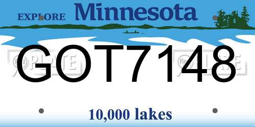GOT7148 Minnesota License Plate