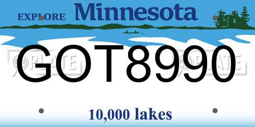 GOT8990 Minnesota License Plate