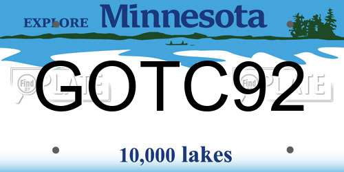 GOTC92 Minnesota License Plate