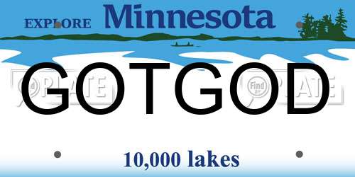 GOTGOD Minnesota License Plate