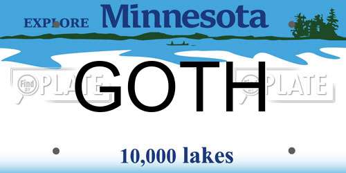 GOTH Minnesota License Plate