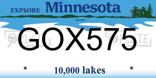 GOX575 Minnesota License Plate