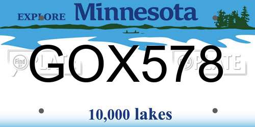 GOX578 Minnesota License Plate