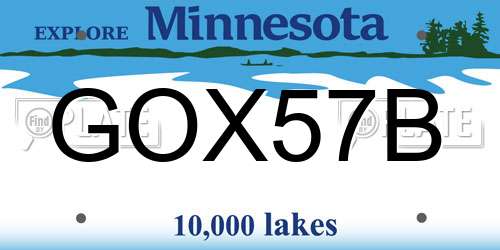 GOX57B Minnesota License Plate