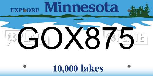 GOX875 Minnesota License Plate