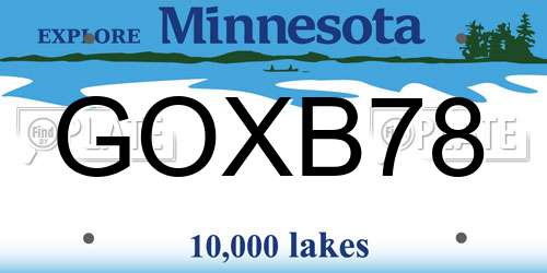 GOXB78 Minnesota License Plate