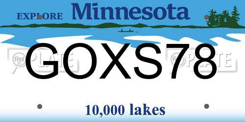 GOXS78 Minnesota License Plate