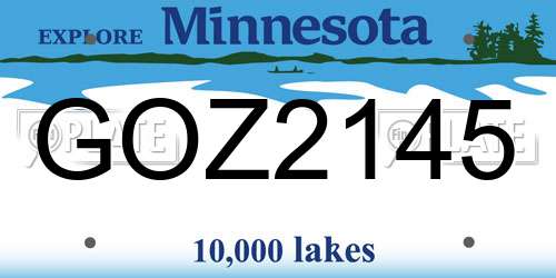 GOZ2145 Minnesota License Plate