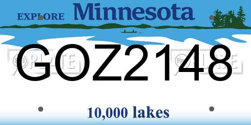 GOZ2148 Minnesota License Plate