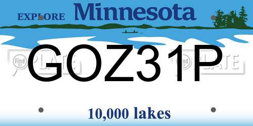 GOZ31P Minnesota License Plate