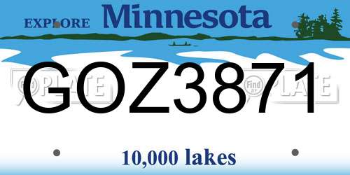 GOZ3871 Minnesota License Plate