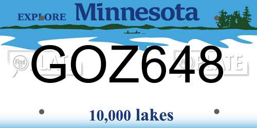 GOZ648 Minnesota License Plate