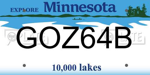 GOZ64B Minnesota License Plate