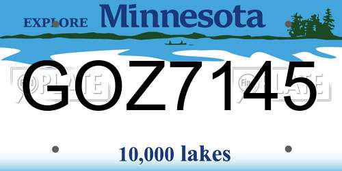 GOZ7145 Minnesota License Plate