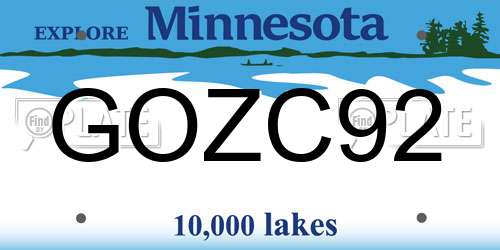 GOZC92 Minnesota License Plate