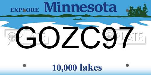 GOZC97 Minnesota License Plate