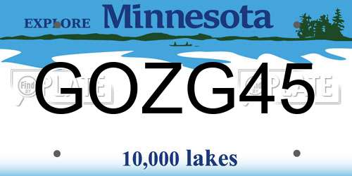 GOZG45 Minnesota License Plate