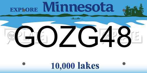 GOZG48 Minnesota License Plate