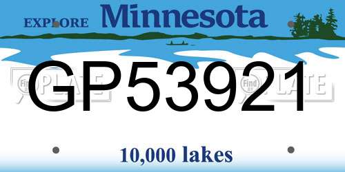 GP53921 Minnesota License Plate