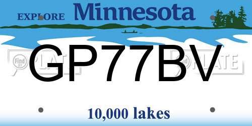 GP77BV Minnesota License Plate