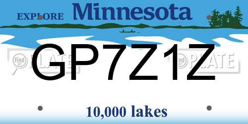 GP7Z1Z Minnesota License Plate