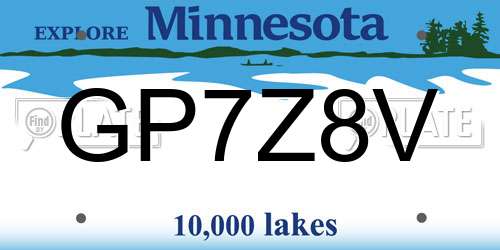 GP7Z8V Minnesota License Plate
