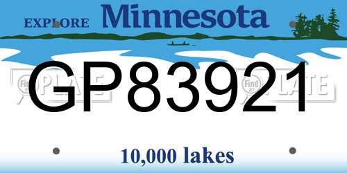 GP83921 Minnesota License Plate