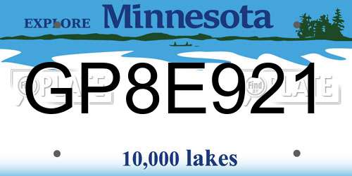 GP8E921 Minnesota License Plate