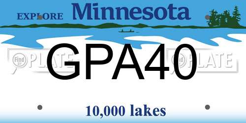 GPA40 Minnesota License Plate