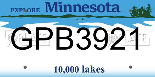 GPB3921 Minnesota License Plate