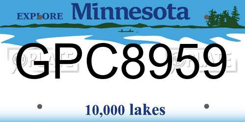 GPC8959 Minnesota License Plate