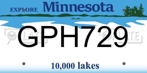 GPH729 Minnesota License Plate