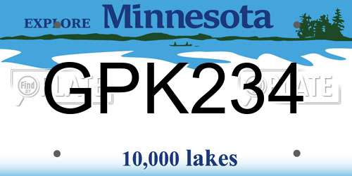 GPK234 Minnesota License Plate