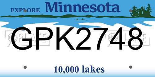 GPK2748 Minnesota License Plate
