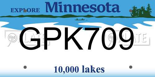 GPK709 Minnesota License Plate