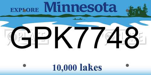 GPK7748 Minnesota License Plate