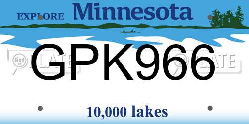 GPK966 Minnesota License Plate