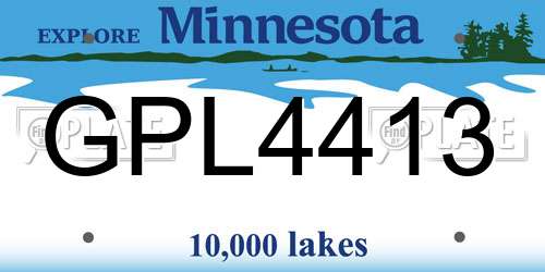 GPL4413 Minnesota License Plate