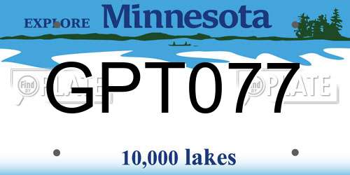 GPT077 Minnesota License Plate