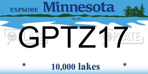 GPTZ17 Minnesota License Plate