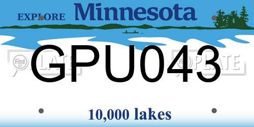 GPU043 Minnesota License Plate
