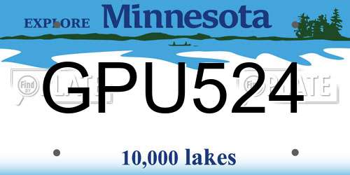 GPU524 Minnesota License Plate