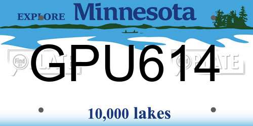 GPU614 Minnesota License Plate