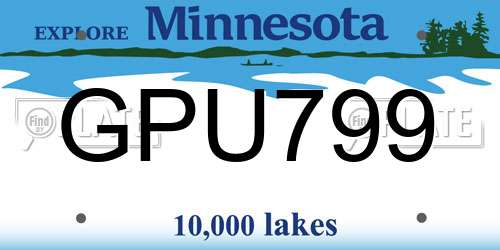 GPU799 Minnesota License Plate